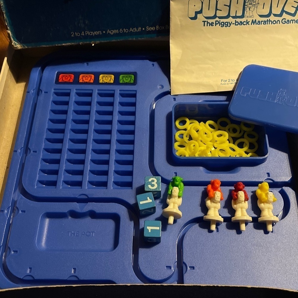 Push Over Piggy Back Marathon Board Game Parker Brothers 1981 Vintage Complete